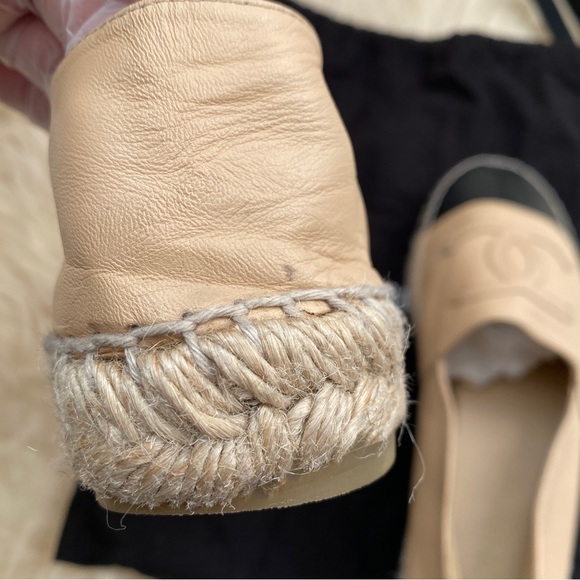 💯% AUTHENTIC Pre Loved Chanel Espadrilles Beige/black size 37 - Picture 11 of 11